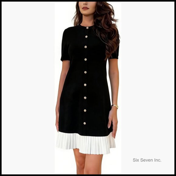 Dresses & Skirts - Tencel Blend Bodycon Knit Mini Dress Short Sleeve Crew Neck Casual